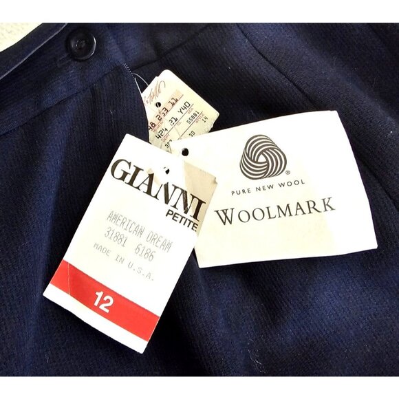 NWT Gianni American Dream Dress Pants Womens Size 12 Navy Cuffed Hem Wool Lined - Picture 3 of 11
